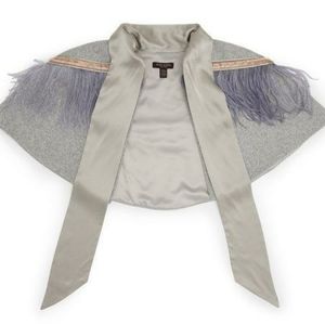 Henri Bendel Wool & Feather embellished cape NWT